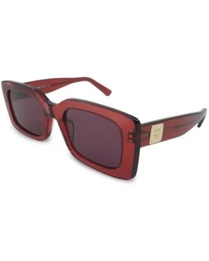 MCM Logo-Plaque Rectangle-Frame Sunglasses - Brown