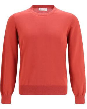 Brunello Cucinelli Crew-Neck Long-Sleeve Sweatshirt - Red