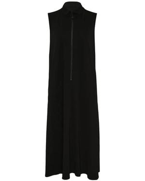 Y's Yohji Yamamoto Sleeveless Stand-Collar Maxi Dress - Black