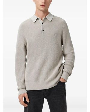 AllSaints Aspen Long-Sleeve Polo Shirt - Grey