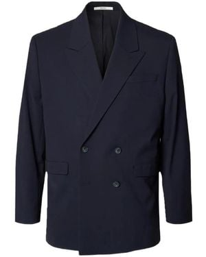 SELECTED Double-Breasted Notch-Lapel Blazer - Blue