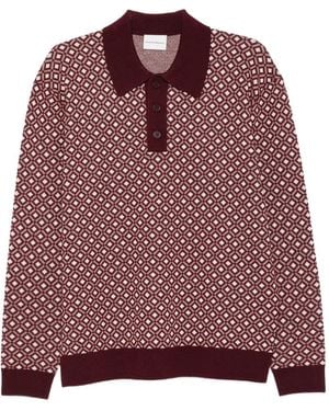Drole de Monsieur Diamond-Pattern Polo Shirt - Red
