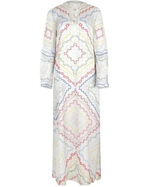 Mary Katrantzou Collins Geometric-Print Kaftan Dress - White