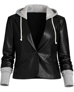Cinq À Sept Le Petit Hooded Vegan Leather Jacket - Black