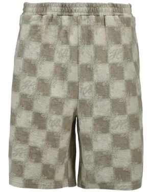 BREATH Checkerboard-Pattern Terry-Cloth Shorts - Grey