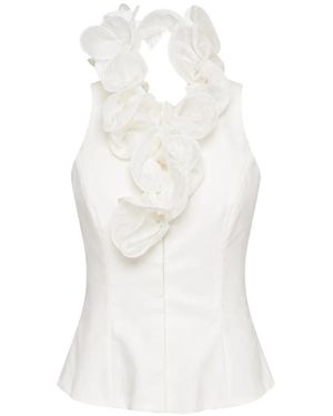 Stolen Stores Floral-Appliqué Halterneck Top - White