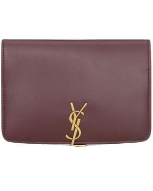 Saint Laurent Portemonnee Met Logoplakkaat - Paars
