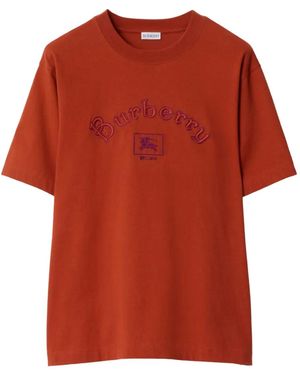 Burberry Camiseta con estampado ecuestre y logo - Rojo