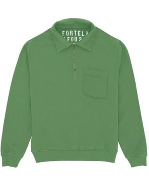 Fortela Yale Zip Chest-Pocket Sweatshirt - Green