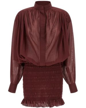 ANDAMANE Rania Smocked Ruffled Mini Dress - Red