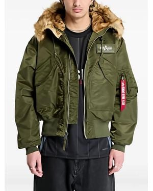 Alpha Industries Faux-Fur Hooded Jacket - Green
