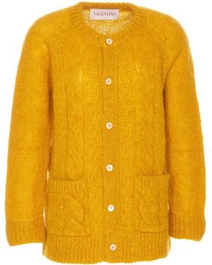 Valentino Garavani Mohair-Blend Cardigan - Yellow