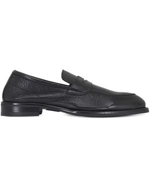 Di Bianco Aviano Almond-Toe Textured Loafers - Blue