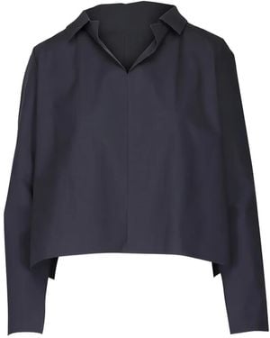 Peter Cohen Cropped Long-Sleeve Blouse - Blue