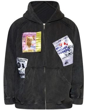 SSSTUFFF Patch-Detail Stonewashed Hoodie - Black