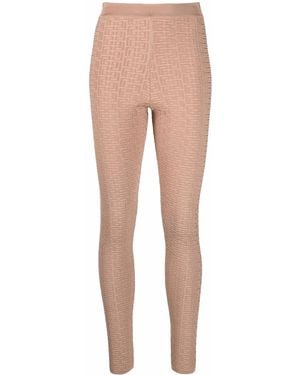Balmain Debossed Monogram Leggings - Natural