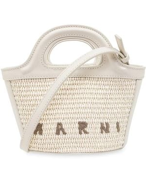 Marni Tropicalia Micro Tote Bag With Embroidery - White