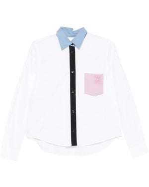 Marni Contrast-Collar Patch-Pocket Shirt - Blue