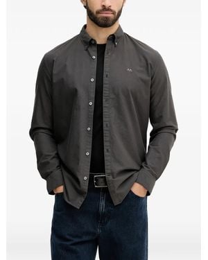 Lindbergh Camisa Bordada Con Botones - Gris