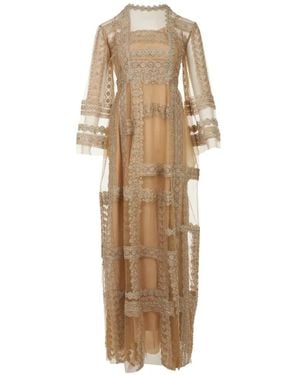 Biyan Lace Embroidered Dress - Natural