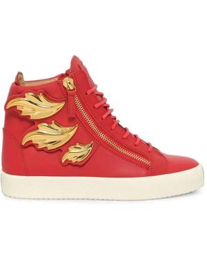 Giuseppe Zanotti Birel/Vague Fiamma Leaf-Embellished Trainers - Red