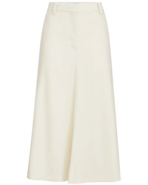 Brunello Cucinelli Comfort Gabardine Rok Van Scheerwol Met Monili En Flared Zoom - Wit