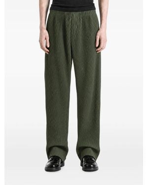 Homme Plissé Issey Miyake Plissé-Effect Straight-Leg Trousers - Green