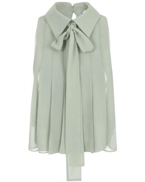 Elisabetta Franchi Pussy-Bow Pleated Blouse - Green