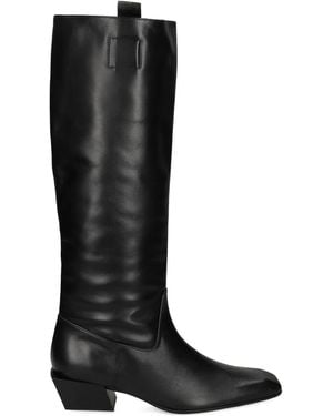 Ras Botas Altas Con Puntera Cuadrada - Negro