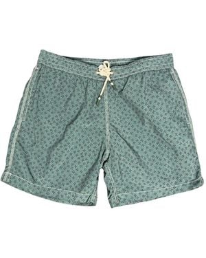 Hartford Geometric-Print Drawstring Swim Shorts - Blue