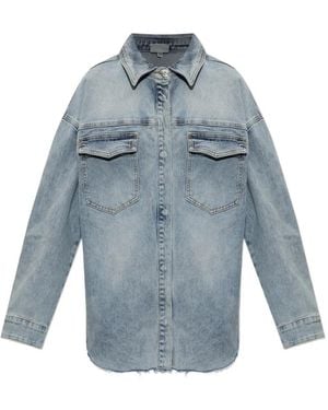 Gestuz Noma Faded Frayed-Hem Shirt - Blue