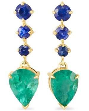 Yi Collection 18K Arrows Emerald And Sapphire Earrings - Blue