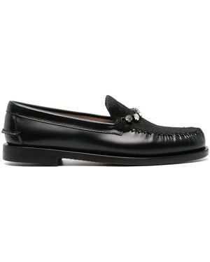 Forte Forte Mocassins À Ornements En Cristal - Noir