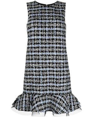 Carolina Herrera Ruffle Tweed Shift Minidress - Black