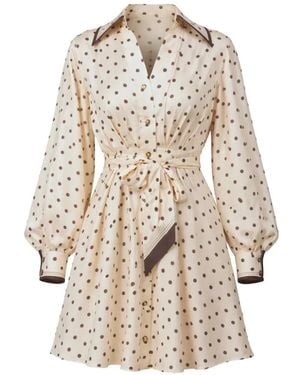 Zimmermann Robe Courte Dot Tuck À Taille Ceinturée - Natural