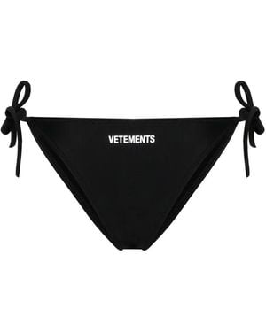 Vetements Logo-Print Tied Bikini Bottom - Black