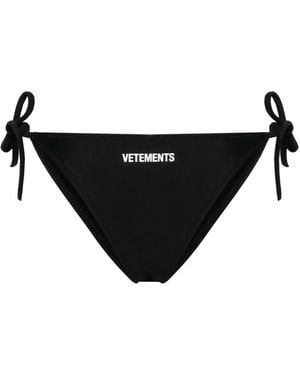 Vetements Logo-Print Tied Bikini Bottom - Black