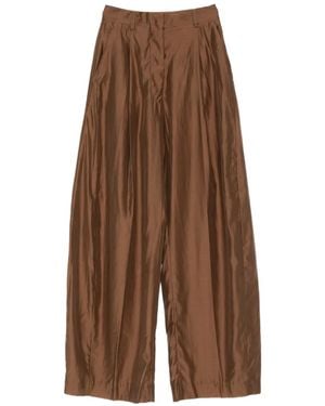 Thelatest Billie Pleated Palazzo Trousers - Brown
