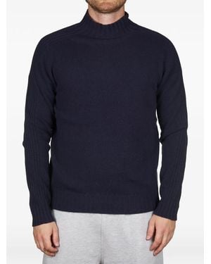 Alpha Studio Ribbed-Knit Mock-Neck Wool Jumper - Blue