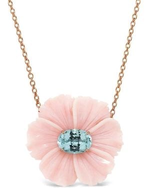 Irene Neuwirth Tropical Flower Aquamarine And Opal Necklace - Pink