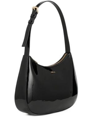 Furla Patent-Finish Shoulder Bag - Black