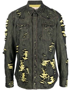 Marni Distressed Denim Shirt - Green