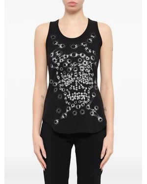 McQueen Eyelet-Print Racerback Tank Top - Black