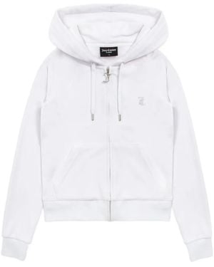 Juicy Couture Fluwelen Hoodie Met Logo Van Stras - Wit