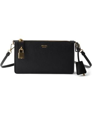 Prada Saffiano Leather Smartphone Pouch - Black