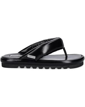 Naked Wolfe Hilary Padded Leather Thong Slides - Black