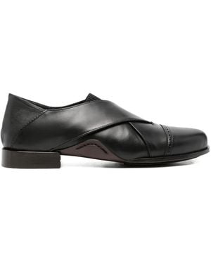 NULLUS Captoe Criss-Cross Loafers - Black
