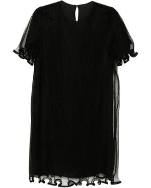 JNBY Pressed Pleated Mesh Short-Sleeved Dress - Black