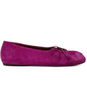 Marsèll Girella Lace-Up Suede Ballet Flats - Purple