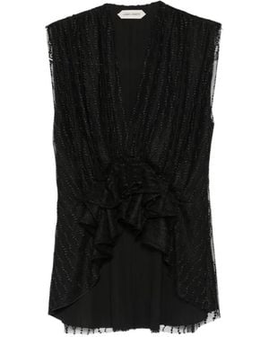 Alberta Ferretti Ruffled-Hem Top - Black